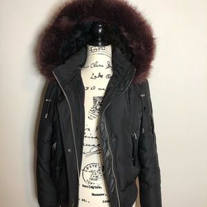 Black Goose Down Feather Coat